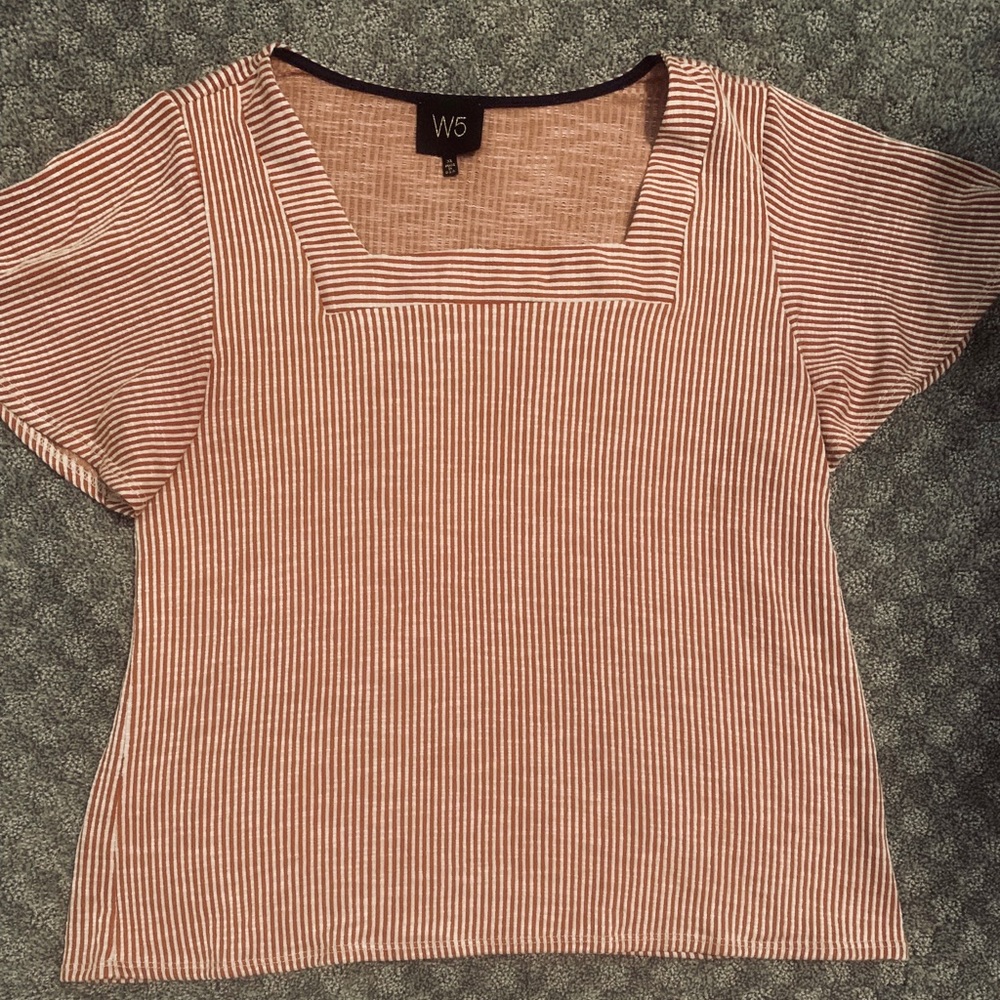 Anth. W5 NWOT Red & White striped boatneck blouse